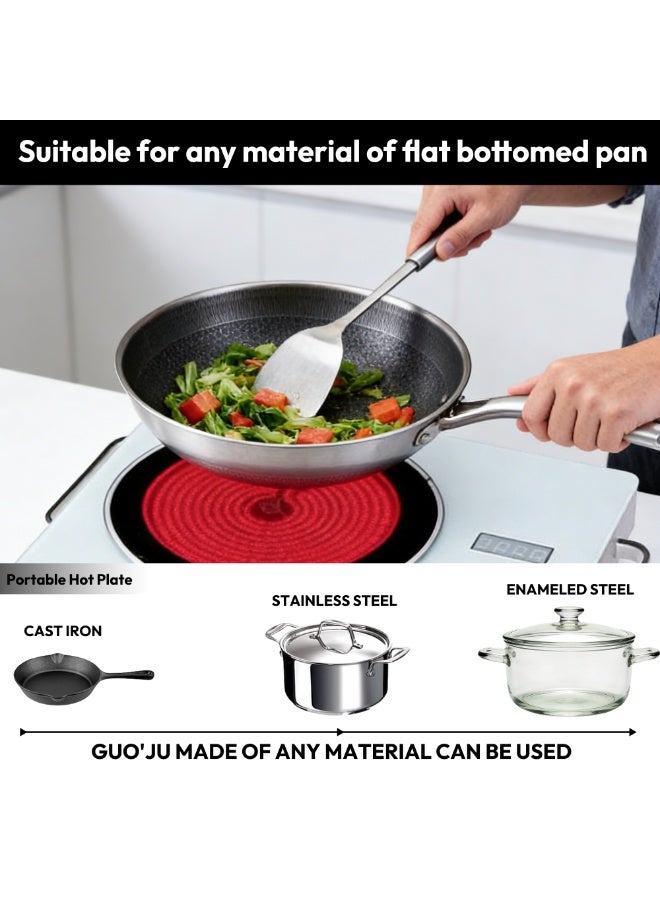 رايتشر لوحة تسخين كهربائية، طباخ بالأشعة تحت الحمراء، ألواح زجاجية بلورية مزدوجة بقدرة 2200 وات، طباخ سيراميك ساخن، موقد كهربائي محمول مع تحكم باللمس في درجة الحرارة المتغيرة، حماية من الحرارة الزائدة، أبيض - Image 4